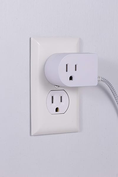 6 Ft Braided Extension Cord with Switch - 3 Prong Power Outlet for Lamps & Holiday Lights, Slip Resistant Base, White/Gray - Image 8