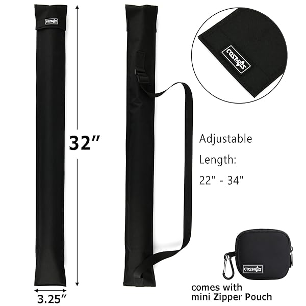 Cosmos 32-Inch Black Billiard Stick Carrying Bag with Mini Zipper Pouch - Perfect for 1/2 Cue Storage - Image 3