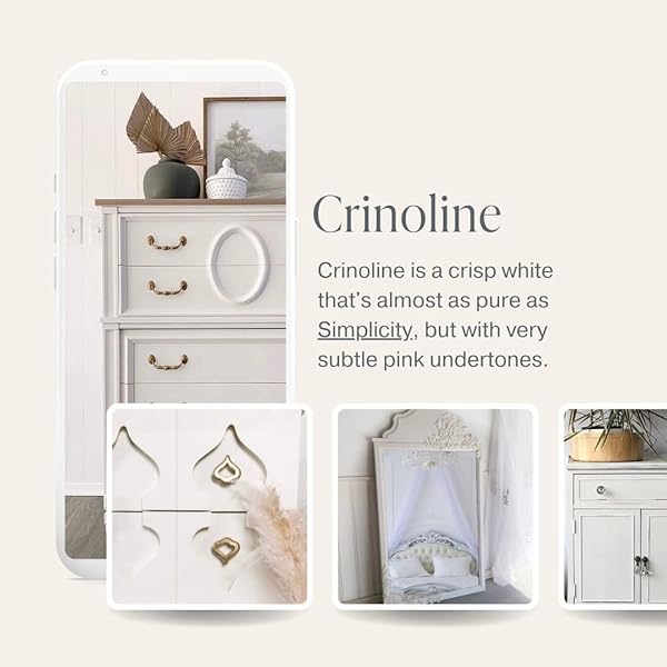 Country Chic All-in-One Chalk Paint Crinoline Off White Eco-Friendly Matte Finish for Furniture Cabinets Home Decor Quart 32 oz - Image 3