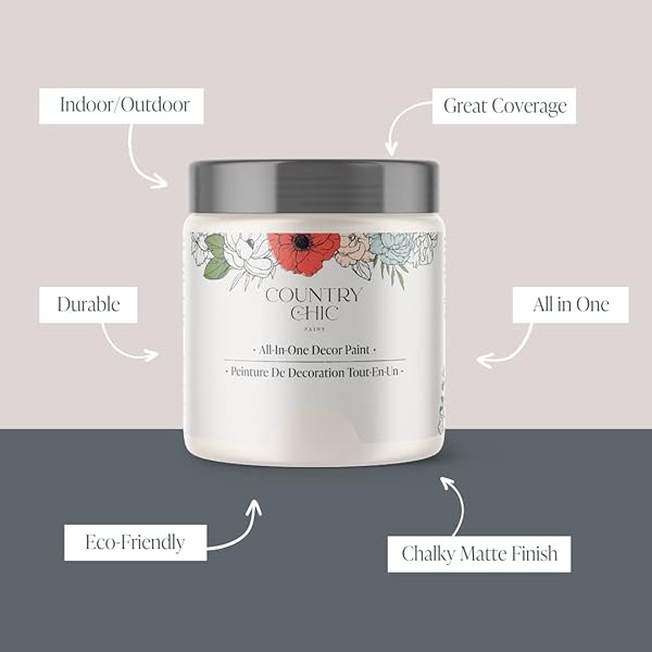 Country Chic All-in-One Chalk Paint Crinoline Off White Eco-Friendly Matte Finish for Furniture Cabinets Home Decor 16 oz - Image 2