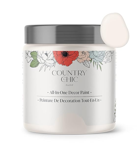 Country Chic All-in-One Chalk Paint Crinoline Off White Eco-Friendly Matte Finish for Furniture Cabinets Home Decor 16 oz