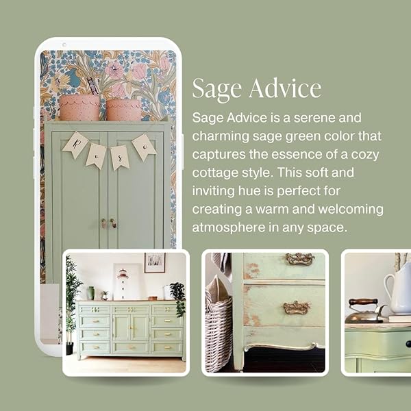 Country Chic All-in-One Chalk Paint Sage Advice Eco-Friendly Matte Finish for Furniture Cabinets Home Decor 16 oz - Image 3