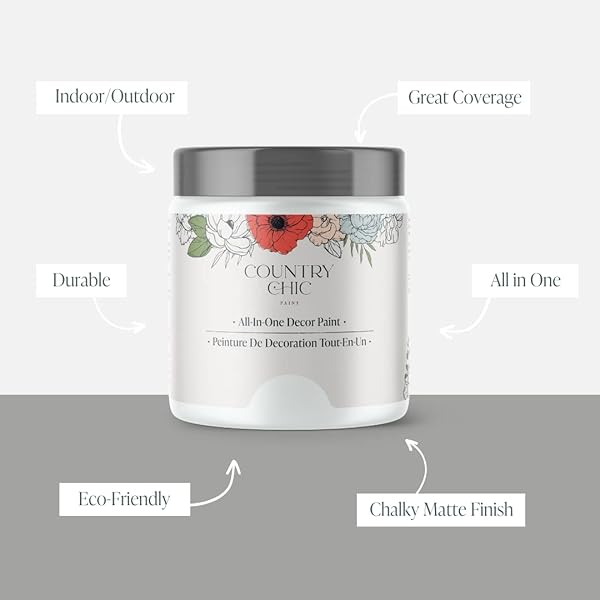 Country Chic All-in-One Chalk Paint Simplicity White 16 oz Eco-Friendly Matte Finish for Furniture Cabinets Home Decor - Image 3