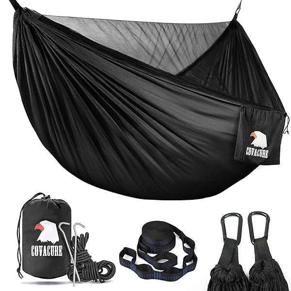 Covacure Lightweight Double Camping Hammock - 772lbs Capacity for Indoor & Outdoor Use, Perfect for Hiking, Travel & Beach - Image 2