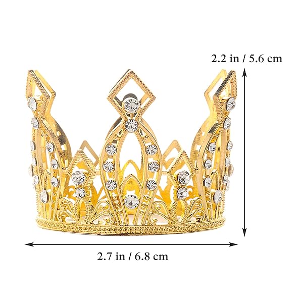 Creaides Mini Crown Cake Topper for Weddings Birthdays Baby Showers Golden Rhinestone Tiara Decoration - Image 2