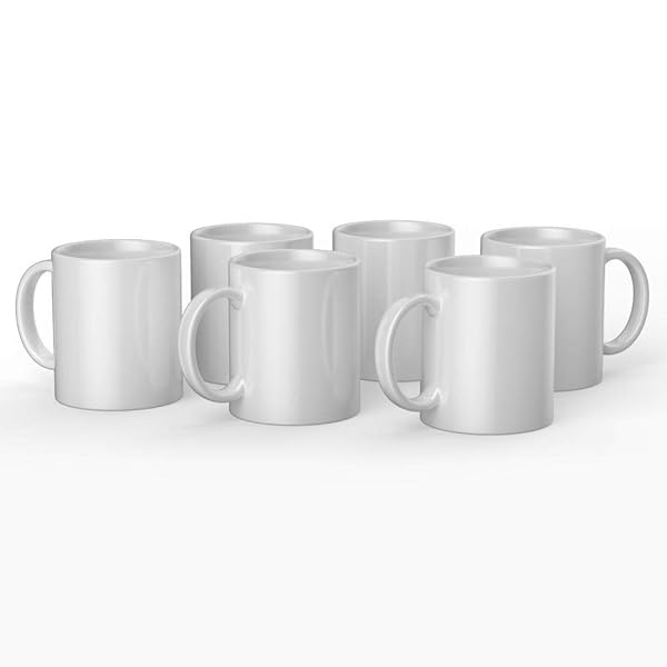 12 Oz Cricut Beveled Blanks: Dishwasher Safe Ceramic Mugs for Sublimation & Crafts - 6 Count