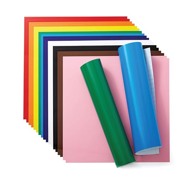 Rainbow Cricut Vinyl Permanent Sampler - 20 Durable 12x12 Sheets for Long-Lasting DIY Projects
