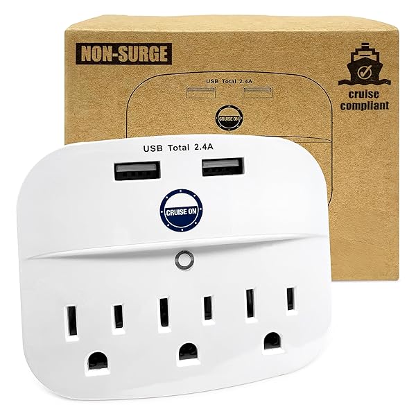 Cruise Power Strip with USB Outlets Non Surge Protection Ship Approved Travel Accessories by Cruise On
