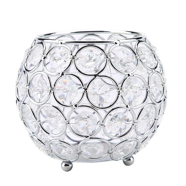 Elegant Silver Crystal Candle Holders for Weddings & Home Decor - 10x10x9cm Votive Tealight Holders - Image 2