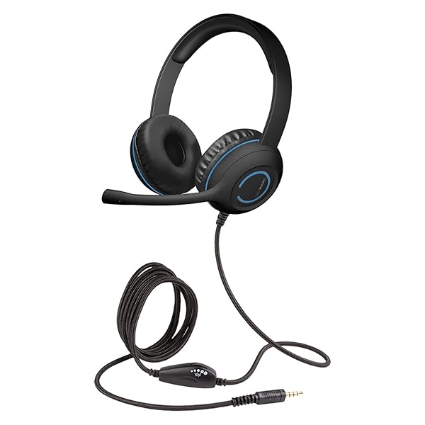 Cyber Acoustics AC-5002 Stereo Headset: Noise-Canceling Mic for PCs, Tablets & Phones - Perfect for Classroom & Home Use