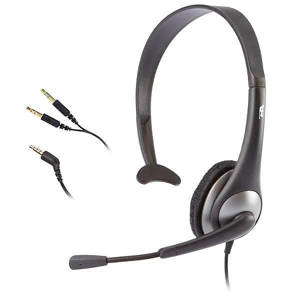 Cyber Acoustics AC-104 Mono Headset: Ideal Headphones with Microphone for K12 Classrooms & Education