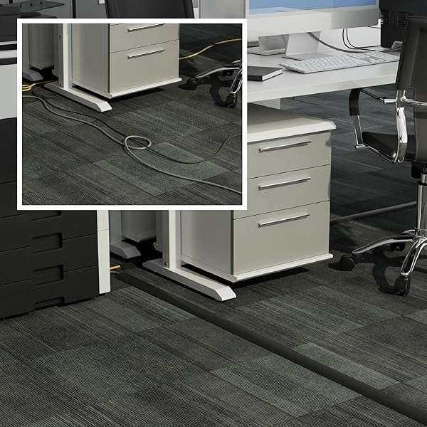 Heavy Duty D-Line 6ft Floor Cord Cover - Cable Protector to Hide & Protect Extension Cords, Prevent Trips - Black - Image 5