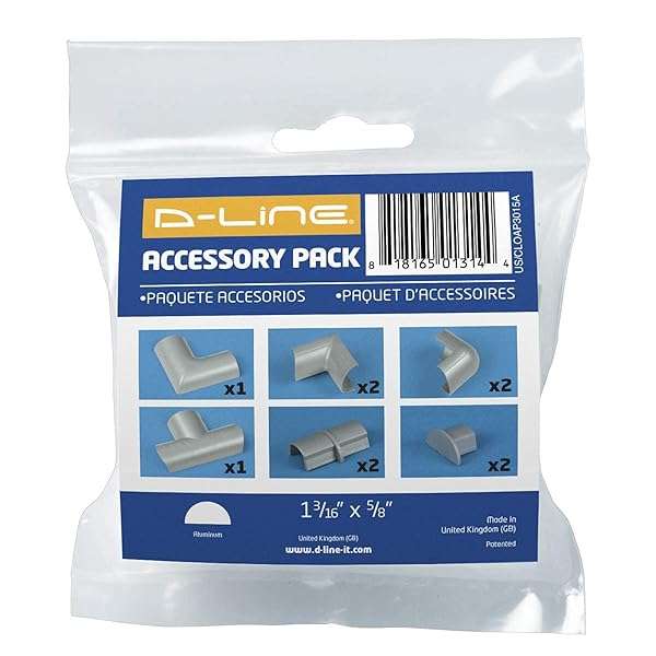 D-Line Medium Cable Raceway Accessory Pack: 10 Gray Accessories for Hiding Cords at Any Angle - Image 5