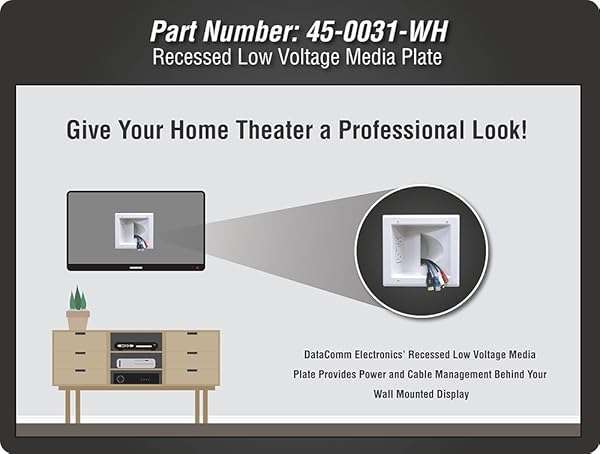 DATA COMM 45-0031-WH Recessed Low Voltage Media Wall Plate with Duplex Outlet - Enhance Home Entertainment & Cable Management - Image 7
