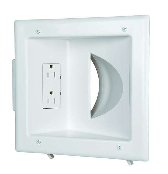 DATA COMM 45-0031-WH Recessed Low Voltage Media Wall Plate with Duplex Outlet - Enhance Home Entertainment & Cable Management - Image 3