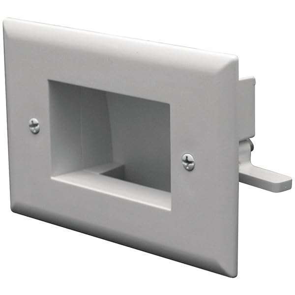 DATA COMM DATA COMM 45-0008-WH Low Voltage In-Wall Plate - Easy Mount Cable Pass Through for TVs, White ABS Plastic