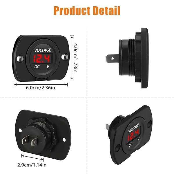 DC 12V 24V Waterproof Car Voltmeter with LED Display & Mounting Plate - Ideal for Marine, Motorcycle, Truck & Vehicle Use - Image 6