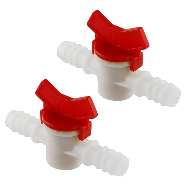 DGZZI Barbed Ball Valve 2PCS 1/2 Inch ID In-Line Shut Off Switch for Drip Irrigation and Aquariums White