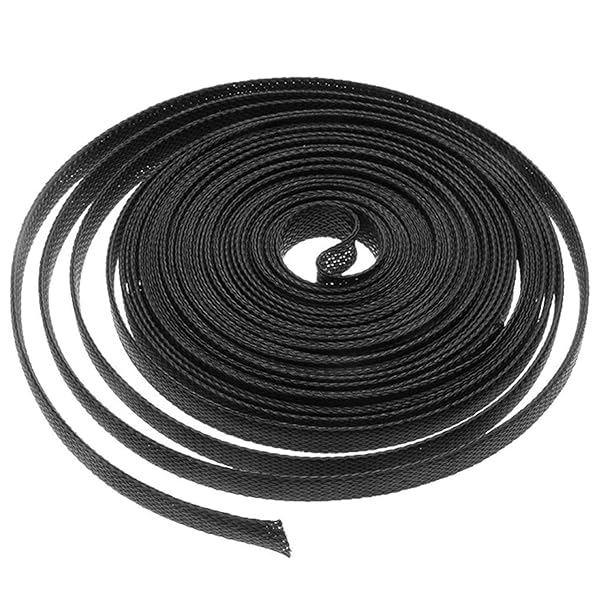 DGZZI 16.4ft Braided Wire Sleeve 1/4 Inch Flame Retardant Black Expandable Cable Sleeving for Automotive Audio Video Home Devices