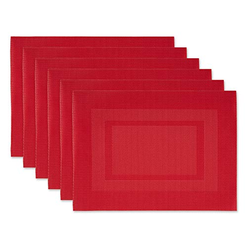 Shop DII PVC Tabletop Collection: 6-Piece Woven Placemat Set in Tango Red for Indoor/Outdoor Use