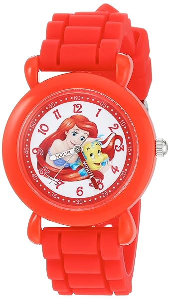 Disney Girls Ariel Quartz Plastic Silicone Casual Watch Red WDS000145