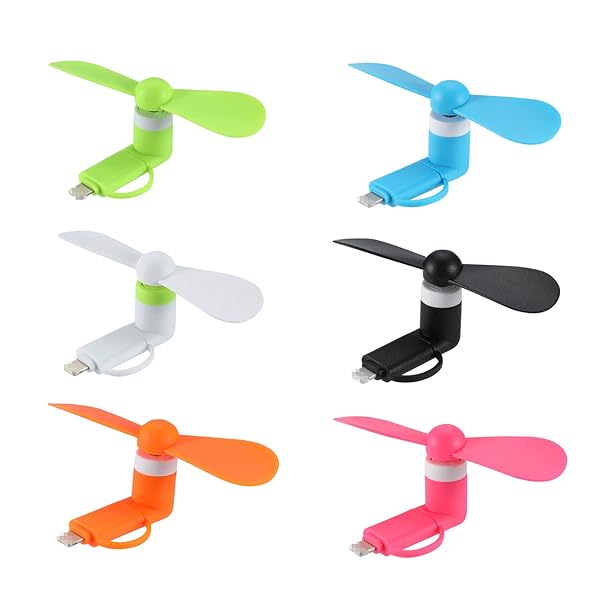 DNTESR Mini Cell Phone Fan 2-in-1: Colorful Summer Accessory for iPhone, iPad & Android - 6-Pack - Image 3