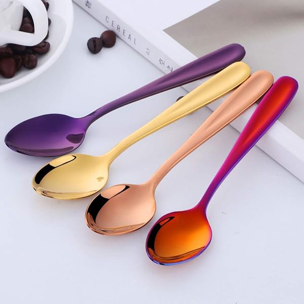 DOBUYOO 8 Pieces 18/10 Multicolor Dessert Teaspoons Small Coffee Espresso Spoons 5.5 Inch - Image 5