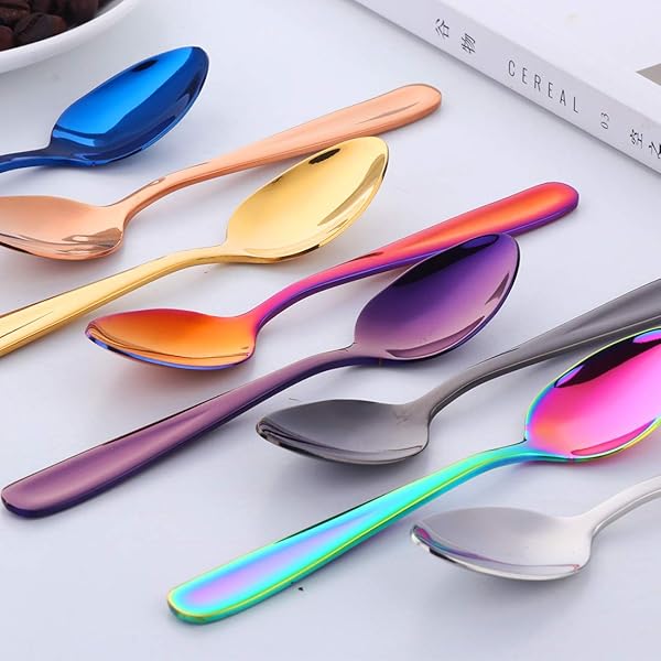 DOBUYOO 8 Pieces 18/10 Multicolor Dessert Teaspoons Small Coffee Espresso Spoons 5.5 Inch - Image 7