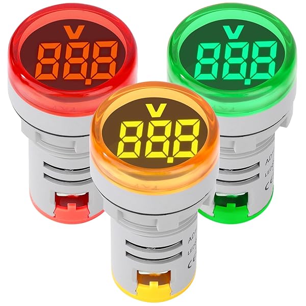 DROK AC 500V Voltage Meter, 3pcs AC 60-500V 110v 220v Voltage Monitor Digital Larger LED Screen Voltmeter Volt Detetor Green Red Yellow Signal