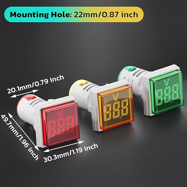 DROK AC 500V Voltage Tester, 3pcs AC 60-500V 110v 220v Voltage Monitor Digital Larger LED Screen Voltmeter Volt Detetor Green Red Yellow Signal - Image 4