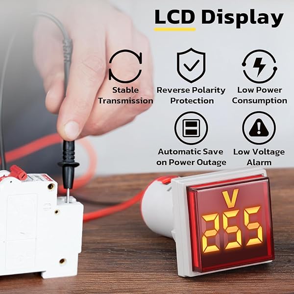 DROK AC Volt Amp Frequency Tester, 3pcs AC 60-500V 100A Voltage Current Monitor Digital LED Display Voltmeter 110v 220v Volt Detetor Green Red Yellow - Image 3
