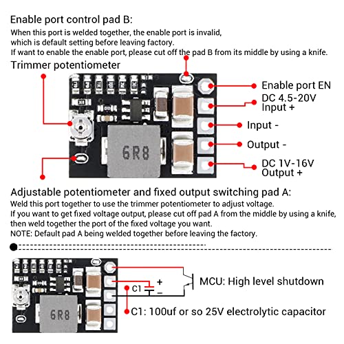 DROK DC 12V to 5V Buck Converter 10pcs Mini Voltage Regulator Board Step Down Power Supply Stabilizer Module 3A Adjustable Output - Image 4