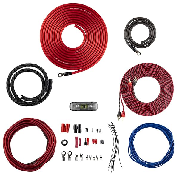 DS18 AK4 4 Gauge CCA Amplifier Wiring Kit - 1200W Power for Radios, Subwoofers & Speakers