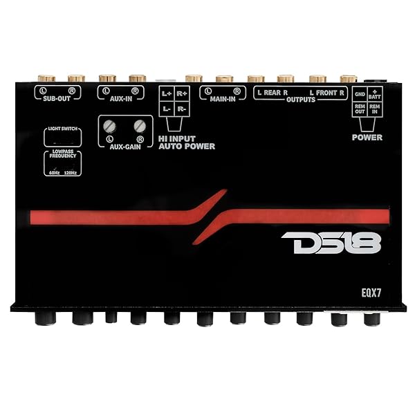 DS18 DS18 EQX7 1/2 DIN 7-Band Graphic Equalizer: High Volt, Auto Turn On & 8V Output
