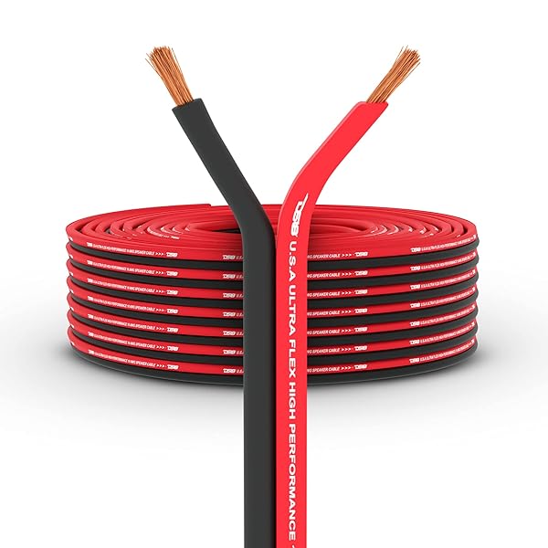DS18 SW-12GA-100RB 12GA Ultra Flex Speaker Wire Red and Black 100FT High Quality Speaker Cable for Audio Applications