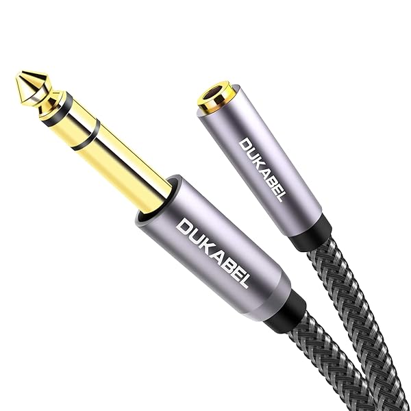 DUKABEL TopSeries 16ft Male to Female Adapter Cable 1/4 to 1/8 for Mixer Guitar Piano Amplifier Speaker and More