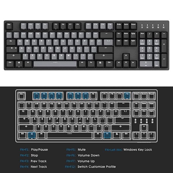 DURGOD K310 Corona Mechanical Keyboard: White Backlit, 104 Keys, USB C, Cherry MX Red, Programmable for Windows & Mac - Image 9