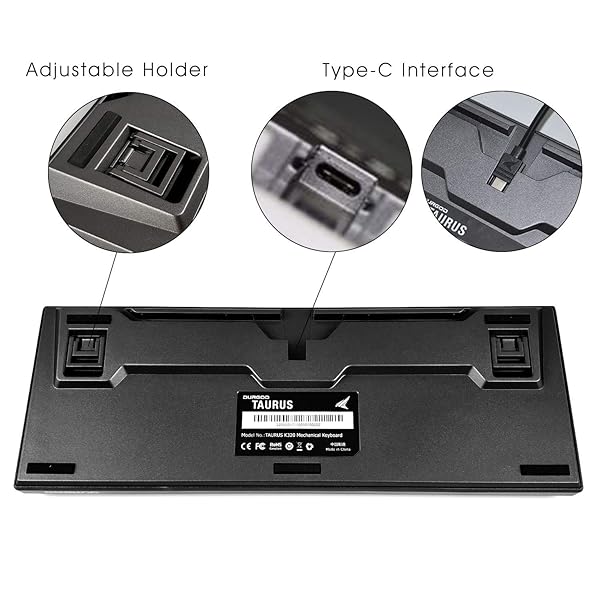 DURGOD Taurus K320 TKL Mechanical Gaming Keyboard - 87 Keys, PBT, NKRO, USB-C, Cherry Silent Red - Perfect for Gamers! - Image 6