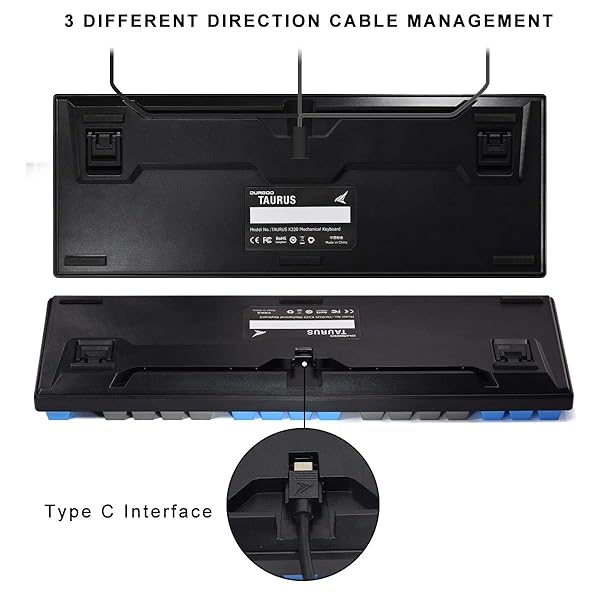 DURGOD Taurus K320 TKL Mechanical Gaming Keyboard - 87 Keys, PBT, NKRO, USB-C, Cherry Silent Red - Perfect for Gamers! - Image 7