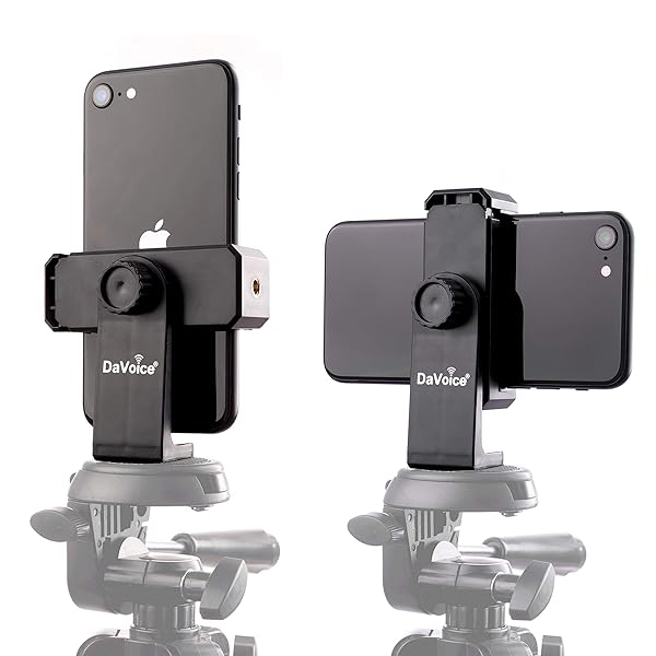 DaVoice Tripod Phone Mount Adapter 360 Rotating Holder for iPhone Smartphone Camera Stand Universal Cell Phone Attachment Clip Clamp