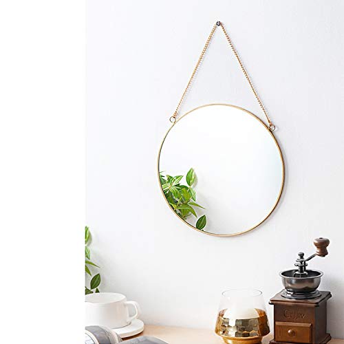 Dahey Small Gold Round Hanging Circle Mirror Wall Decor for Living Room Bathroom Bedroom 11.75 x 11.75 Inches - Image 4