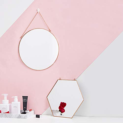 Dahey Small Gold Round Hanging Circle Mirror Wall Decor for Living Room Bathroom Bedroom 11.75 x 11.75 Inches - Image 5