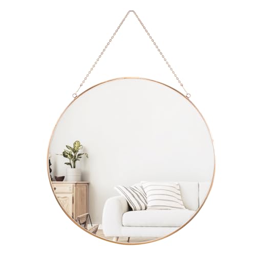 Dahey Small Gold Round Hanging Circle Mirror Wall Decor for Living Room Bathroom Bedroom 11.75 x 11.75 Inches