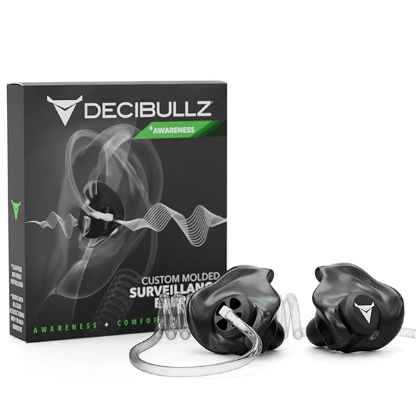 Decibullz Decibullz Custom Moulded Earpiece Set for Two-Way Radio | Clear Acoustic Tube | Model +Awareness