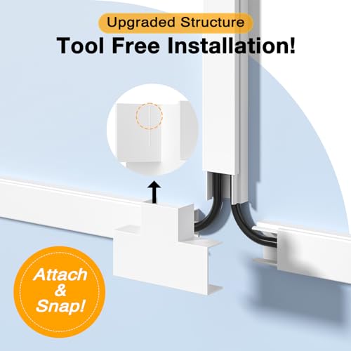 Delamu Cord Hider 157in - Wall Cable Management & Organizer for TV Wires | White Wire Covers - Image 4