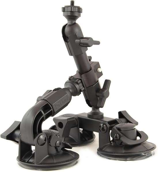 Delkin Devices Fat Gecko Triple Suction Camera Mount - Secure Black Mount for Action Cameras