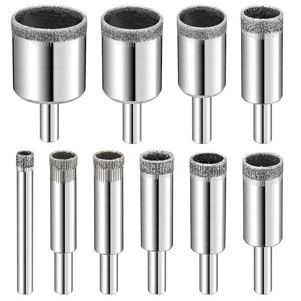 Semderm 10 PCS Diamond Drill Bits Set for Glass, Ceramic, Tile, Marble & Stone - Perfect Hole Saw Kit for DIY Projects