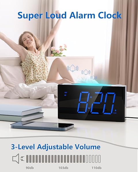 Digital Alarm Clock with 7 Color Night Light USB Charger Large Screen Dimmer Battery Backup Loud Alarm for Heavy Sleepers Kids Teens - Image 2
