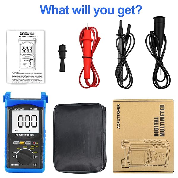 AP-6688B Digital Insulation Resistance Tester: Auto Range Megohmmeter with 1999 Counts, 500V-5000V, Data Hold & Backlit Display - Image 9