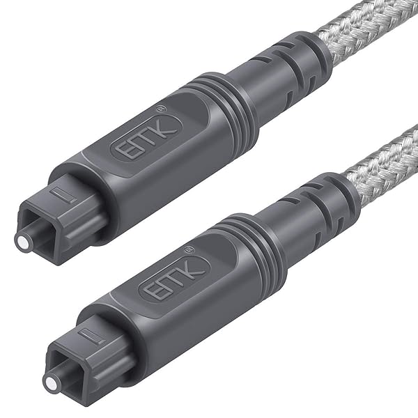 EMK EMK 26Ft Digital Optical Audio Toslink Cable Nylon Braided Durable Flexible Fiber Optic Cord for Home Theater Sound Bar TV PS4 Xbox